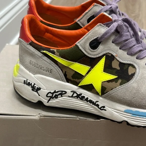 Golden Goose Camouflage Athletic Shoes - Gray, Yellow, Orange - Picture 5 of 8